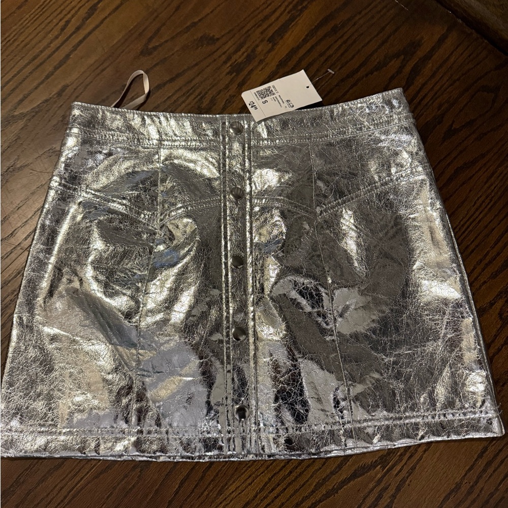 Forever 21 Shiny Silver Mini Skirt